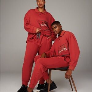 ❄️ Savage X Fenty Red Sweatpants Joggers and Polo Set SZ M